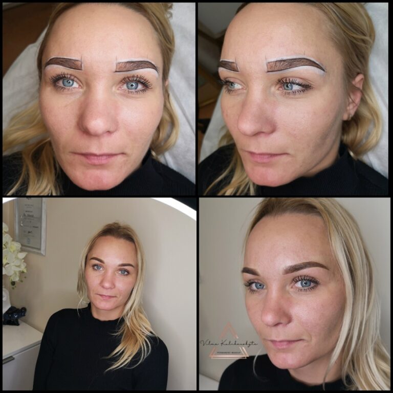 Lūpų permanentinis makiažas Vilniuje antakių mikropigmentavimas ilgalaikiu makiažu